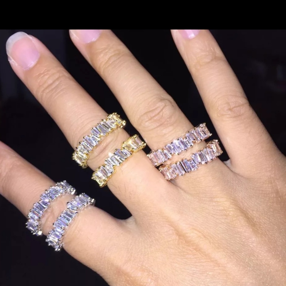 bundle of 2Baguette ring band love ring - Picture 2 of 3
